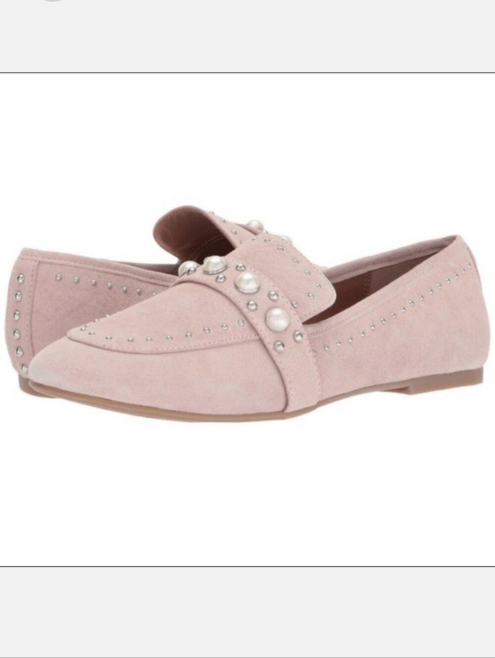 Berkshire Blush Pearl & Stud Suede-Look Loafers - Picture 1 of 14